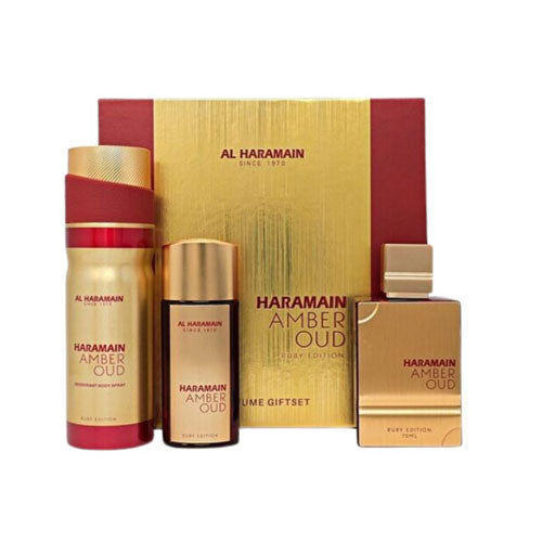SET AL HARAMAIN AMBER OUD RUBY UNISEX EDITION GIFT ( 3 PC )2.5 OZ EDP SP /1.2 OZ EDP /FRAGRANCE MIST 8.4 OZ | wmafusion:6291106816082
