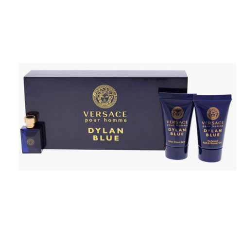 Mini Set Versace Dylan Blue Men (3 Pc) Eau de Parfum (EDP) Spray 0.17 oz / 5ml / Shower gel 0.8 oz / 25 ml / After shave balm 0.8 ml / 25 ml | wmafusion:8011003826612