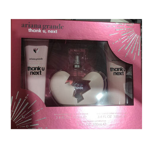 SET ARIANA GRANDE THANK U ,NEXT WOMEN ( 3 PC )3.4 OZ SG /3.4 OZ BODY SOUFFLE /3.4 OZ EDP SP | wmafusion:810101507144