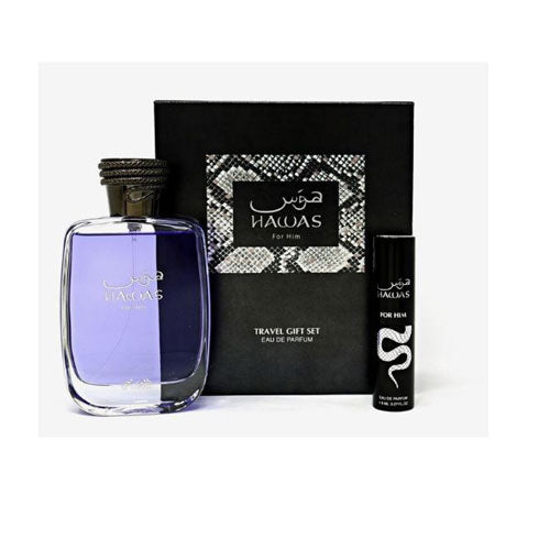Set Rasasi Hawas Men (2 Pc) Eau de Parfum (EDP) Spray 3.38 oz 100 ml / Eau de Parfum (EDP) Sray 0.27 oz / 8 ml | wmafusion:3614274400014