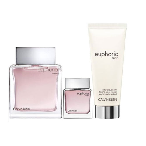 SET CALVIN KLEIN EUPHORIA MEN (3 PC) 3.3 OZ EDT SP / 3.3 OZ AFTER SHAVE BALM / 0.50 EDT SP | wmafusion:3616305433510