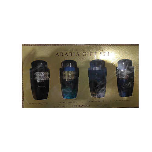 SET LE CHAMEAU ARABIA POUR MEN ( 4 PC ) EXPLORER,HEROES,NASER,HAMAD 0.845 OZ EDP SP | wmafusion:6294021908115