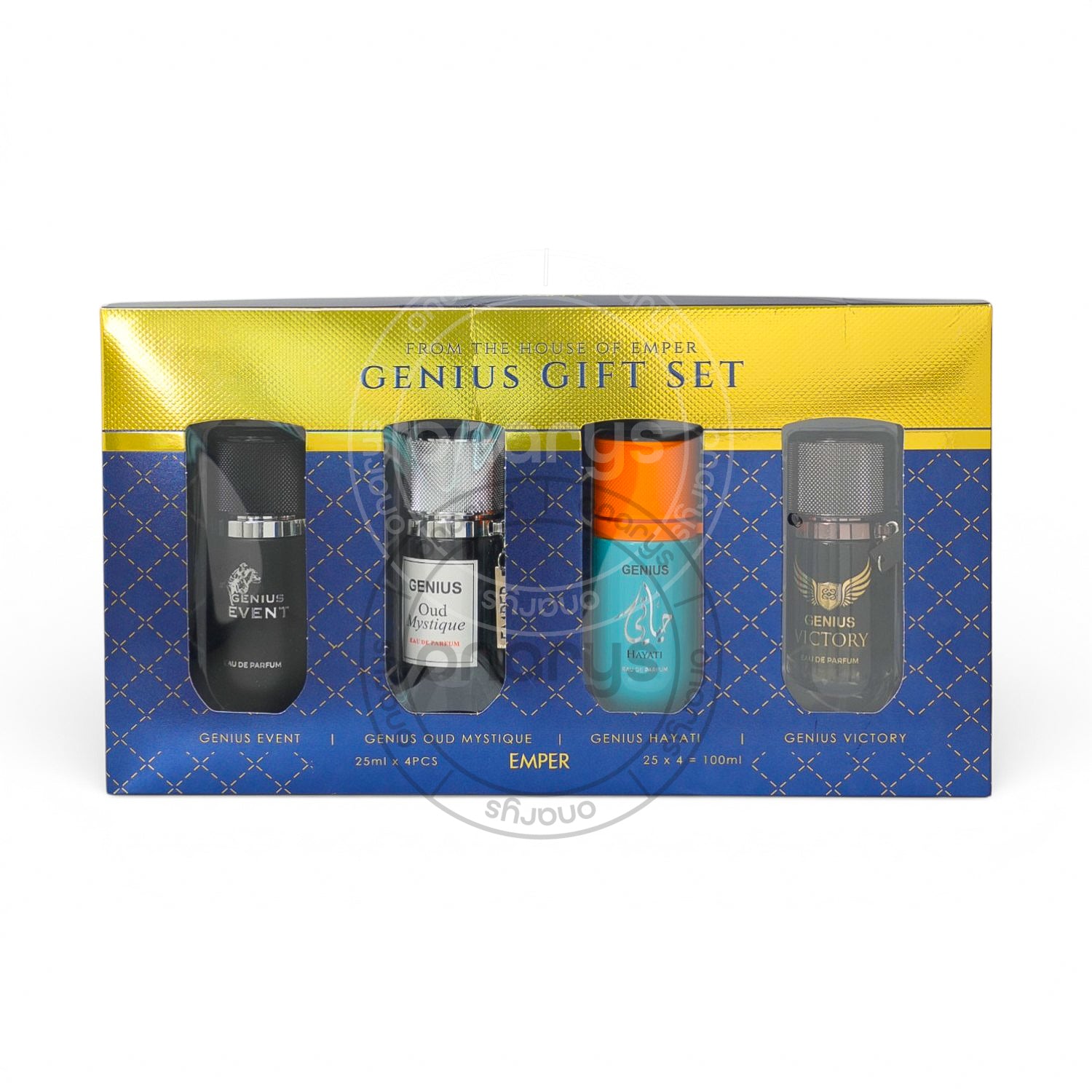 SET EMPER  GENIUS MEN ( 4 PC ) EVENT,OUD MYSTIQUE,HAYATI,VICTORY 0.845 OZ EDP SP | wmafusion:6294021908122