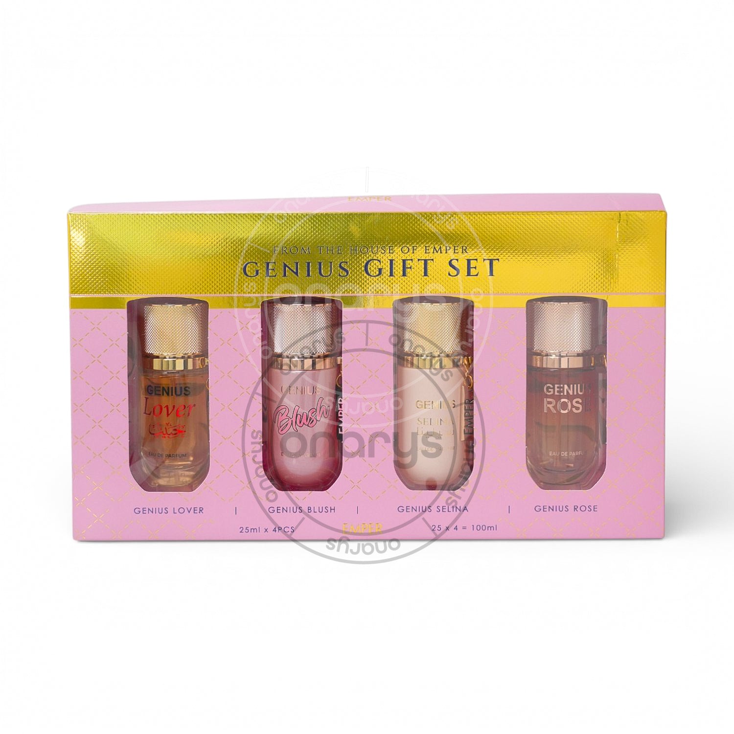 SET EMPER  GENIUS WOMEN ( 4 PC ) LOVER,BLUSH,SELINA,ROSE 0.845 OZ EDP SP | wmafusion:6294021908399