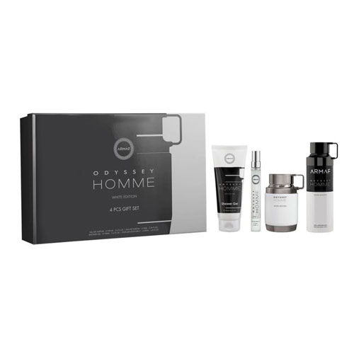 SET ARMAF ODYSSEY WHITE MEN (4 PC ) 3.4 OZ EDP / 0.34 OZ TRAVEL / 3.4 OZ SG / 6.8 BS | wmafusion:6295199815120