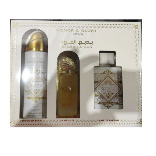 Lattafa Badee Al Oud Honor and Glory Eau de Parfum (EDP) 3.4 oz / 100 ml Gift Set